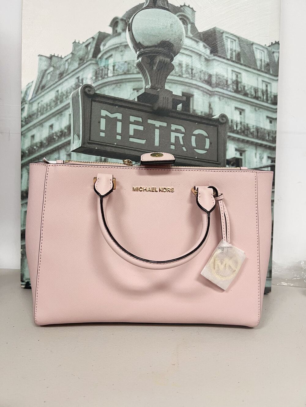 Michael Kors Kellen MD Satchel 35H7GSOT2L Blossom Pink Saffiano Leather